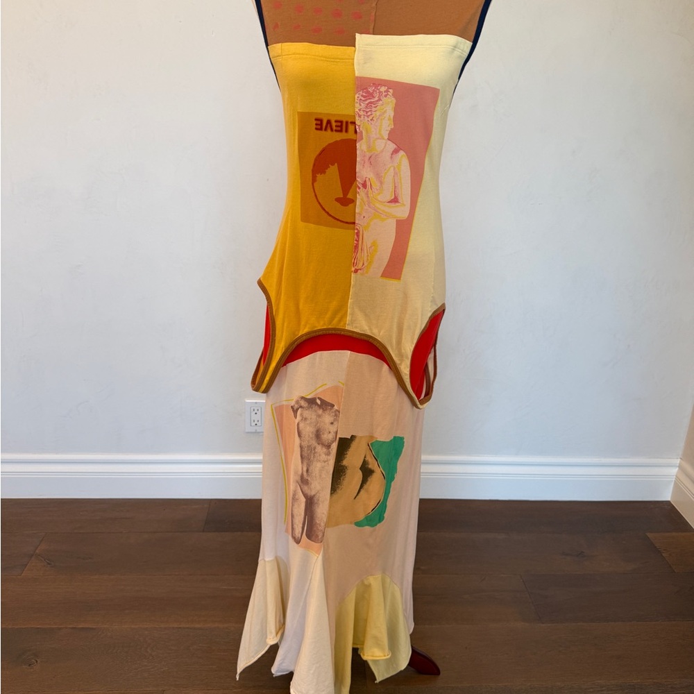 Marni Yellow and Cream Graphic Maxi Dress